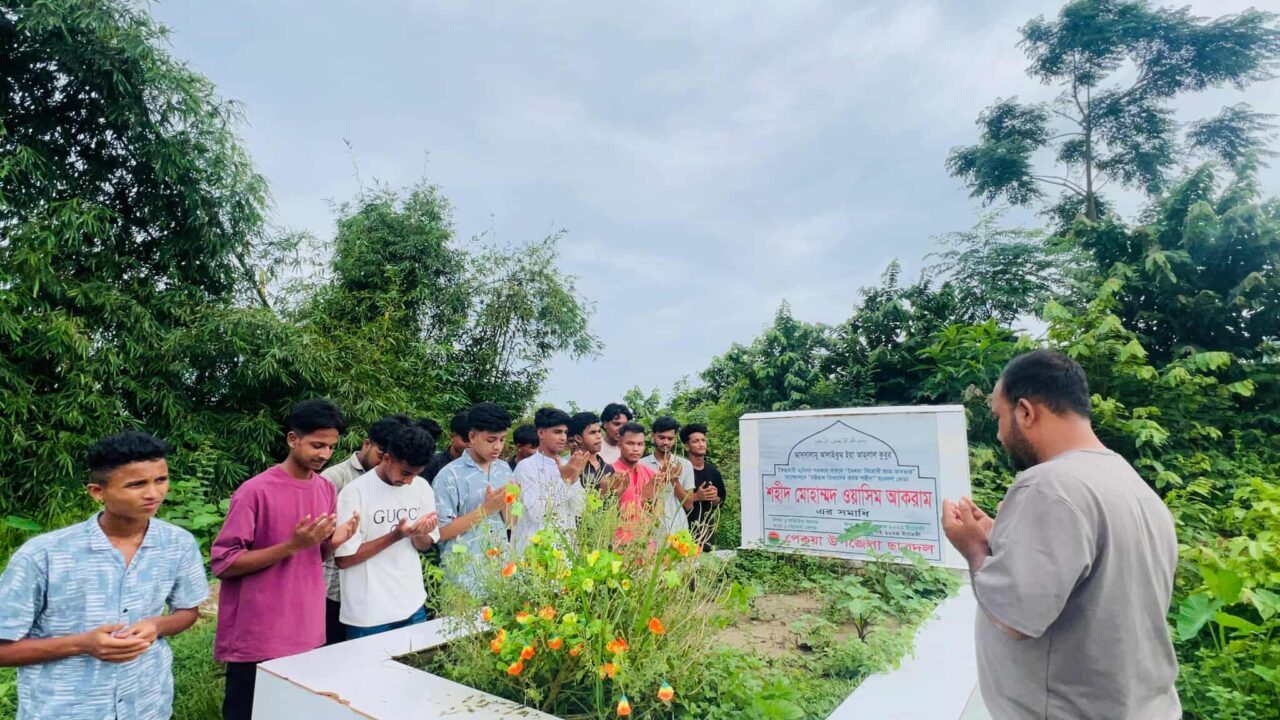 শহীদ ওয়াসিমের কবর জিয়ারত করল পেকুয়া জিয়া কলেজ ছাত্রদল
